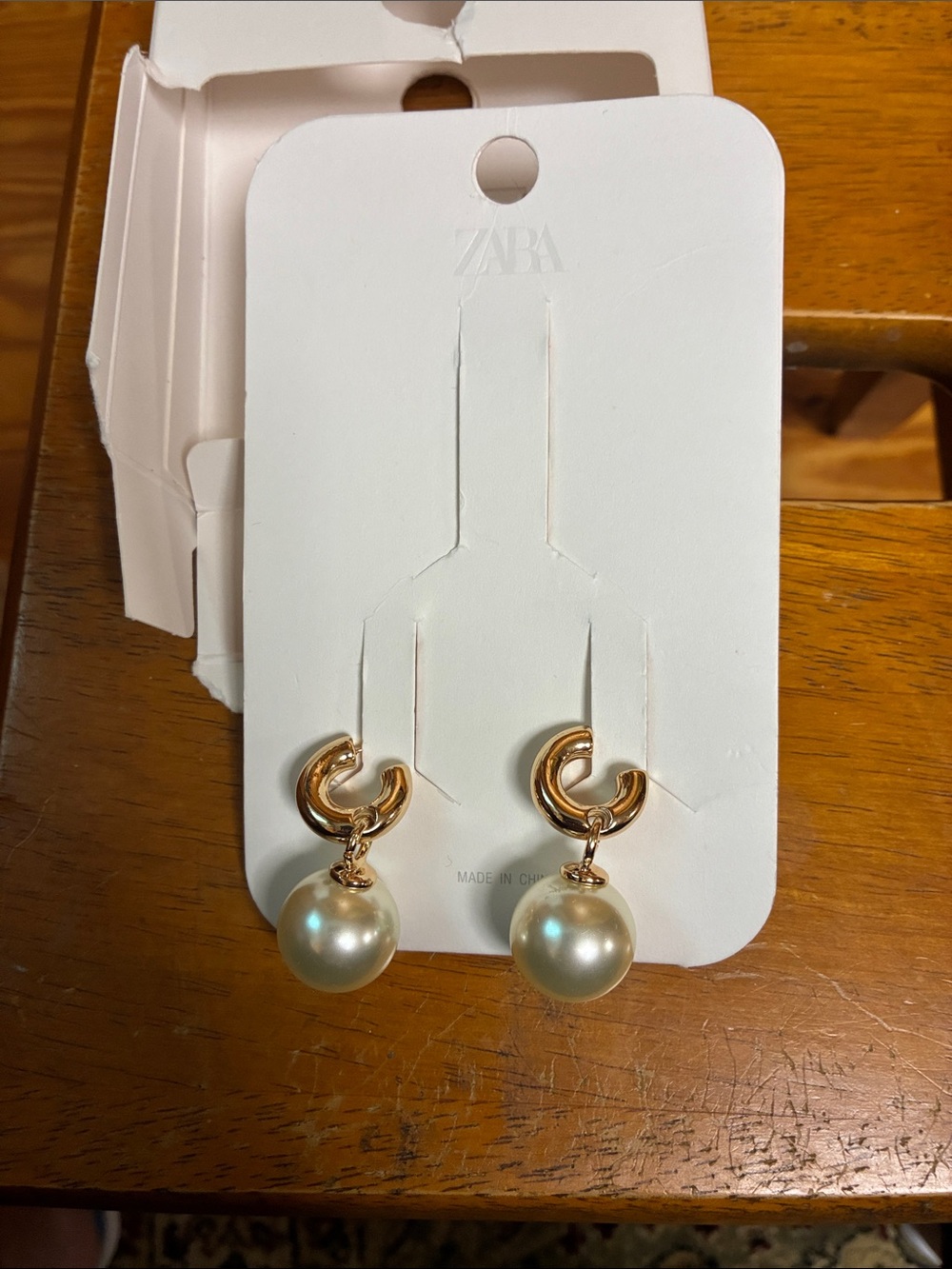 Zara Gold Hoop Earrings with Pearl Drops